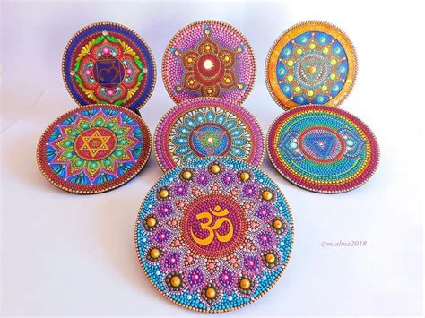Set Chakras Mandala Art Set 7 Chakras Deco Decorative Plate