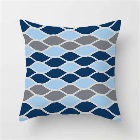 Blue Gray Decorative Pillow Covers Geometric Pillows Couch Pillows