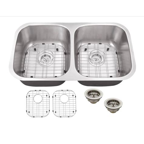 The kitchen sink offers clean lines and a simple but spacious single bowl design. Schon All-in-One Undermount Stainless Steel 32 in. Double ...