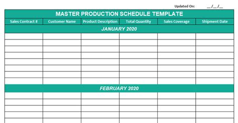 Master Production Schedule Template Production Planning And Control