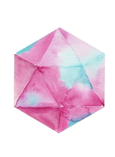 Watercolor Geometric Rhombus Squares Seamless Pattern Pink Stripes On