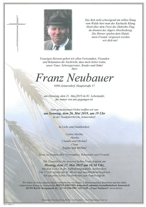 Franz Neubauer Bestattung Leiner Eu