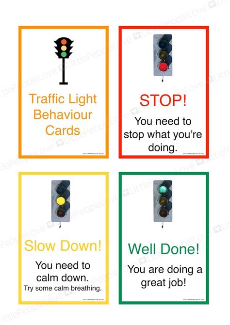 Traffic Light Behaviour Cards Third Person Etsy