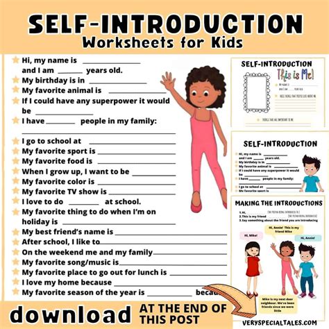Self Introduction For Kids Worksheets And Activities Printable Pdf