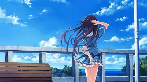 Hd Wallpaper Blue Sky Anime Anime Girl Summer Wallpaper Flare