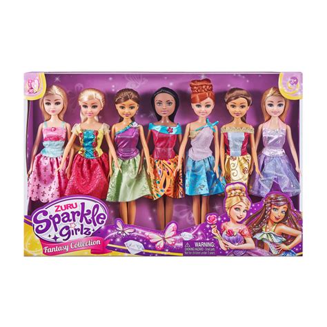 Zuru Sparkle Girlz Set Of 7 Dolls Princess Collection Syles May Vary