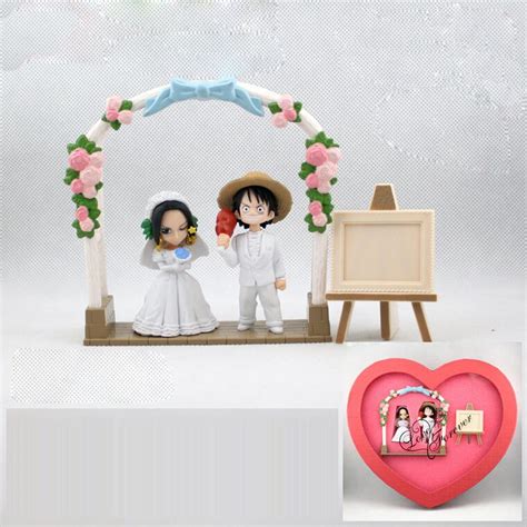 Free Shipping Anime One Piece Luffy Vs Boa Hancock Wedding Pvc Figure Toys 8cm In Action And Toy