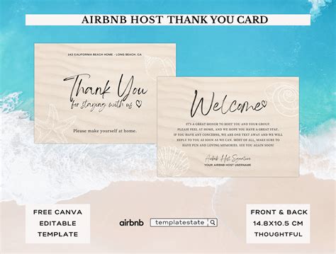 Buy Airbnb Host Thank You Card Template Airbnb Vacation Rental Welcome Card For Guests Editable