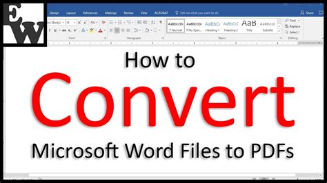 How To Convert Microsoft Word Files To Pdfs Youtube