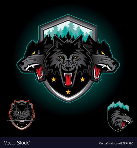 Wolf Pack Emblem Logo Royalty Free Vector Image