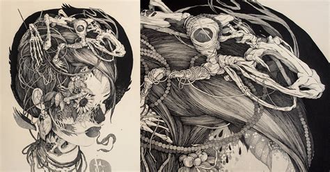 And all images have been created and hand drawn by the industries top angel tattoos, fallen angels, angel wings, guardian angel designs and tons more! Sprawling Tattoo-Inspired Ink Drawings by 'Benze' | Colossal
