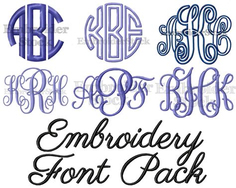 Embroidery Font Pack 6 Machine Embroidery Fonts In 5 Sizes