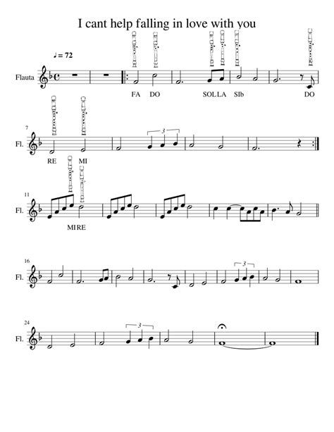 I Cant Help Falling In Love With You Sheet Music For Flute Solo
