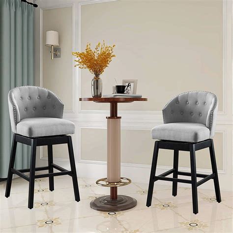 There should be enough room between the arms and the countertop to guarantee comfort. Vanity Art Kitchen Bar Stools Set of 2 Solid Wood Tufted ...