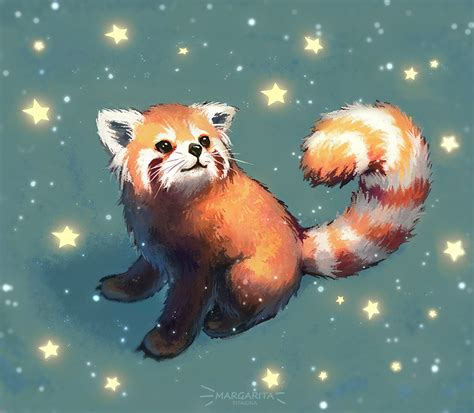 The Red Panda Wishes You Magical Holidays And A Animation And Digital Art Panda Art