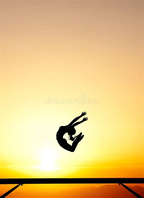 Female Gymnast On Balance Beam In Sunset Stock Photo Image Of Gymnast