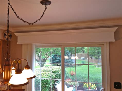 Wooden Valance With Vertical Blinds For Patio Door Home Decor