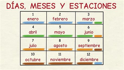 Aprender Español Días Meses Y Estaciones Del Año Nivel Básico Youtube