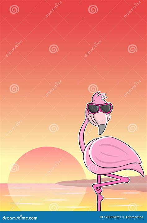 Cartoon Flamingo With Sunglasses Stock Vector Illustration Of Comic
