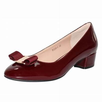 Pumps Shoes Leather Heel Low Chunky Glossy