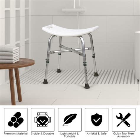 Costway Shower Chair Bath Stool 6 Adjustable Height Bathtub Seat