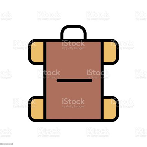 Rucksack Tasche Symbol Einfache Farbe Mit Umrissvektorelementen Von