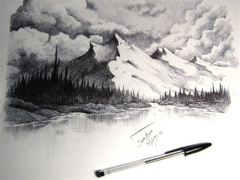 Snowy Mountain Drawing At Explore Collection Of