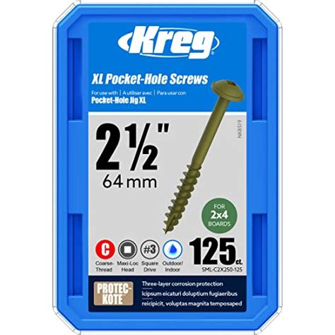 Kreg Sml C2x250 125 Hd Pocket Screws 2 12 Inch 125 Count Pricepulse