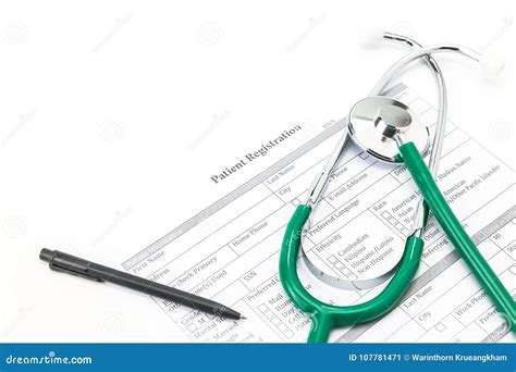 Stethoscopes And Patient Registration Form Medical Concept Stock