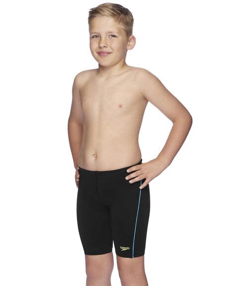 Speedo Boys Endurance Plus Logo Jammer Teens Black Laguna Zest