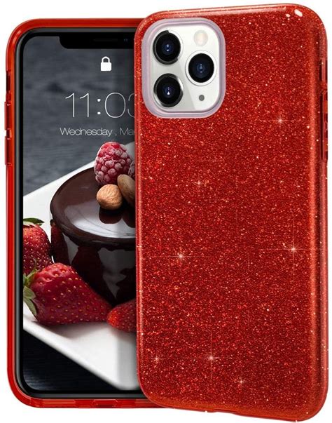 Iphone 11 Pro Max Hoesje Glitters Siliconen Tpu Case Rood