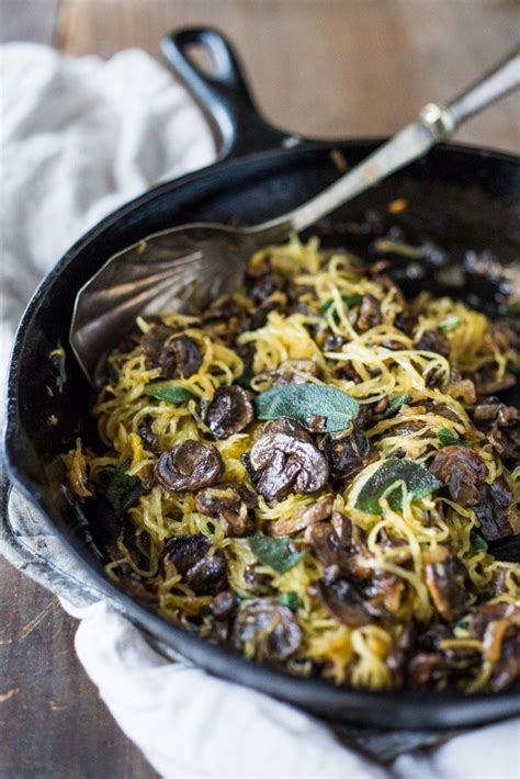 Roasted Spaghetti Squash With Mushrooms Garlic And Sage Recipe