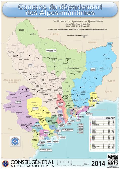 Le décret impérial du 24 octobre 1860 établit la division du département en arrondissements, cantons et communes 1. Carte des 27 cantons du département des Alpes-Maritimes ...
