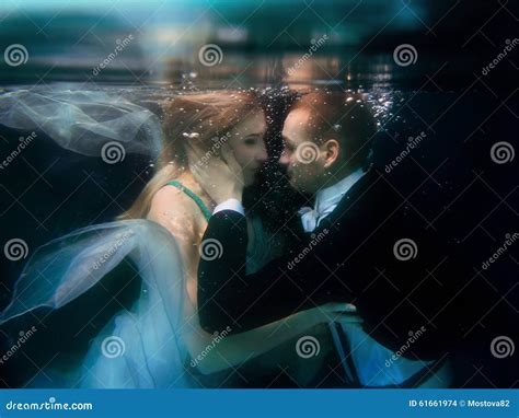 Portrair Of Young Dancing Couple Underwater Stock Photo Image Of