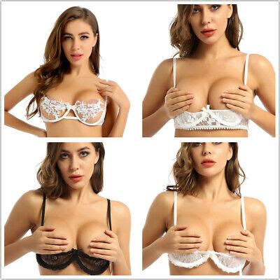 Women Sexy Cup Lace Bra Push Up Underwired Shelf Bra Unlined See Through Bra EBay