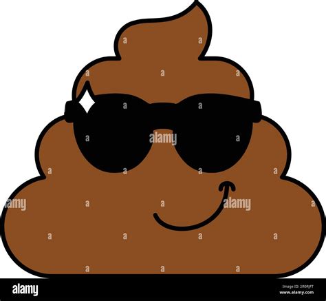 Cool Confident Poop Emoji Vector Illustration Sunglasses Emoticon