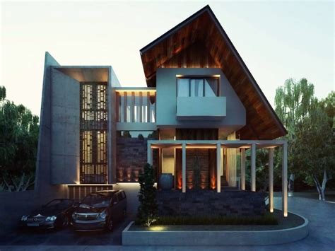 60 Trend Desain Fasad Depan Rumah Modern Tropis Terpopuler Yang Harus