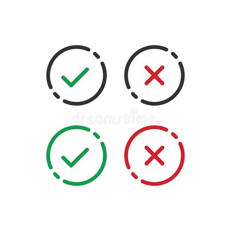 Yes Or No Check Mark And X Tick And Wrong Vector Icon Template Stock