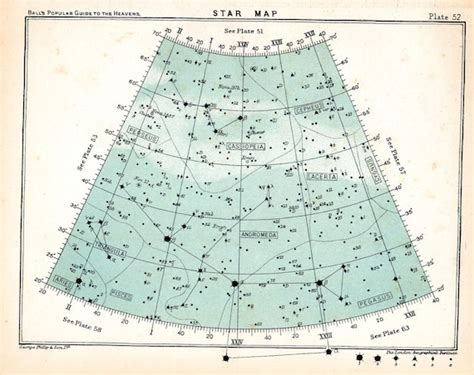 Cassiopeia Star Map Star Chart Plate 52 Antique Astronomy
