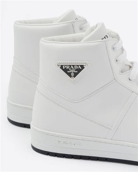 Whiteblack Downtown Leather High Top Sneakers Prada