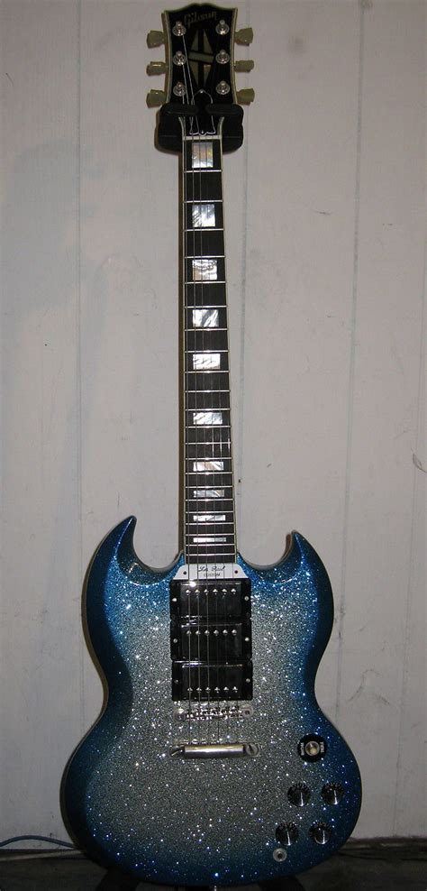 Gibson Custom Shop Sg Custom Silver Blueburst Sparkle Reverb