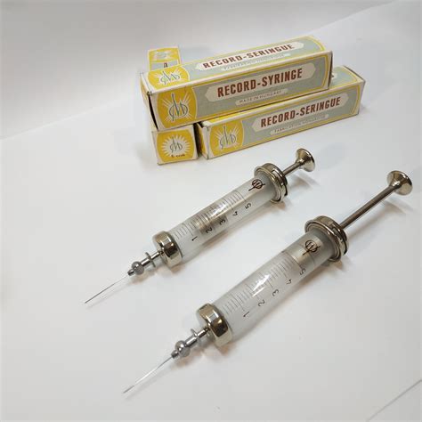 Vintage Medical 1 Pc 5 Ml B Glass Syringe Record Etsy Uk