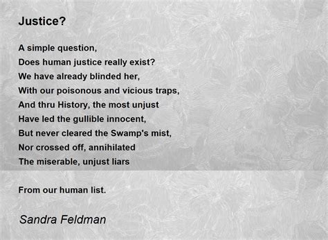 Justice Justice Poem By Sandra Feldman