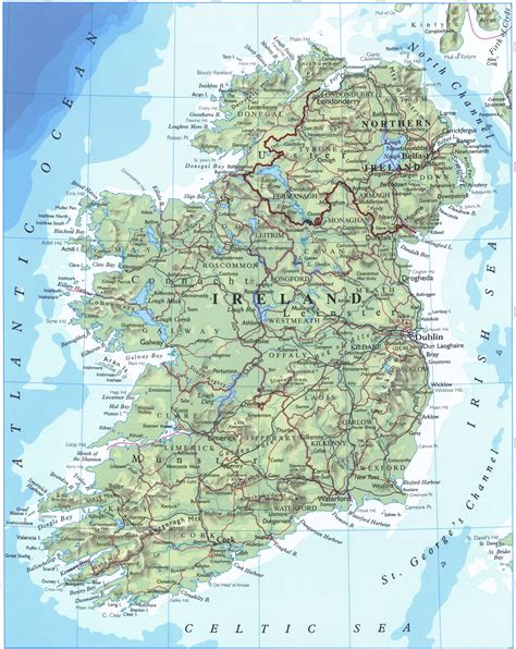 Physical Map Of Ireland Geography Map Of Ireland With Rivers And Mountains