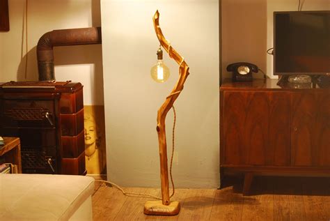 Edison Floor Lamp With Curved Branches Wooden Floor Lamp Oak Etsy