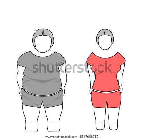 Woman Before After Losing Weight Weight Stock Vector Royalty Free