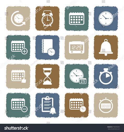 Time Schedule Icons Grunge Color Flat Stock Vector Royalty Free