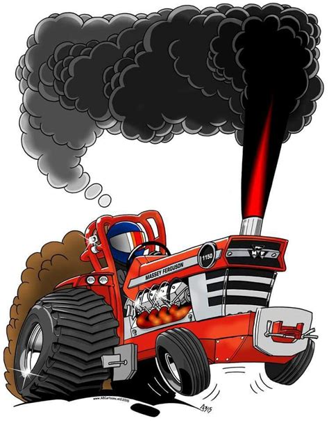 Cartoon Hot Rod Truck And Tractor Pull Tractor