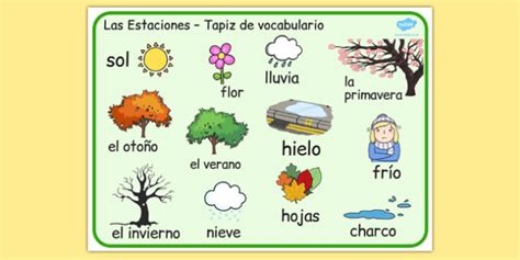Spanish Seasons Word Mat