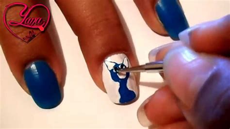 2 uñas pintadas de color azul con diseños variados. #21 Decorado de uñas mi Gato azul Fantastic - Yana - YouTube